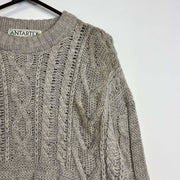 Grey Antartex Wool Sweater Cable Large