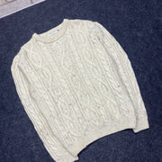 Vintage Cream White Chunky Knit Sweater men's Medium