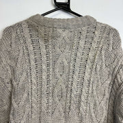 Grey Antartex Wool Sweater Cable Large