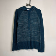 Blue Columbia Button Down Knit Hoodie Medium