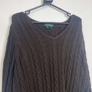 Brown Lauren Ralph Lauren Knit Jumper Sweater Womens XL