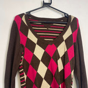 Brown Tommy Hilfiger Argyle Sweater Knit Womens Small