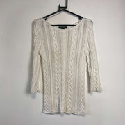 White Lauren Ralph Lauren Cable Knit Jumper Sweater Womens Small