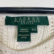 White Lauren Ralph Lauren Cable Knit Jumper Sweater Womens Small