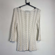 White Lauren Ralph Lauren Cable Knit Jumper Sweater Womens Small