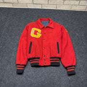 Vintage Red Wool Knit Baseball Jacket Men's Medium