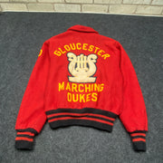 Vintage Red Wool Knit Baseball Jacket Men's Medium