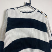 White Navy Lauren Ralph Lauren Womens Small Knit Jumper Sweater