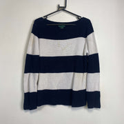 White Navy Lauren Ralph Lauren Womens Small Knit Jumper Sweater