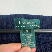 White Navy Lauren Ralph Lauren Womens Small Knit Jumper Sweater