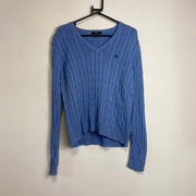 Blue Chaps Ralph Lauren Cable Knit Jumper Sweater Womens Large