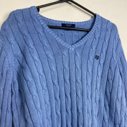 Blue Chaps Ralph Lauren Cable Knit Jumper Sweater Womens Large