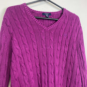 Purple Chaps Ralph Lauren Knit Jumper Sweater Womens XL