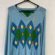 Blue and Green Tommy Hilfiger Jumper Women's Large