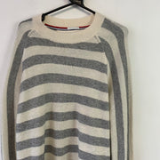 Cream and Grey Tommy Hilfiger Jumper Women's Large