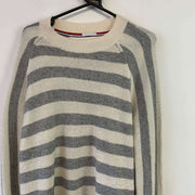 Grey and Beige Tommy Hilfiger Jumper Men's Large