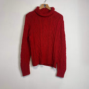 Vintage Red Turtleneck Sweater Knit Jumper XL Womens