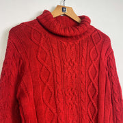 Vintage Red Turtleneck Sweater Knit Jumper XL Womens