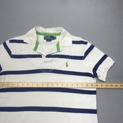 Vintage White and Navy Polo Ralph Laure Polo Shirt Men's Medium