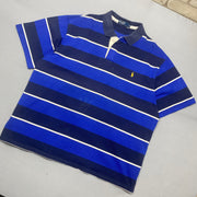 Vintage Navy and Blue Polo Ralph Lauren Polo Shirt Men's XXL