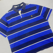 Vintage Navy and Blue Polo Ralph Lauren Polo Shirt Men's XXL