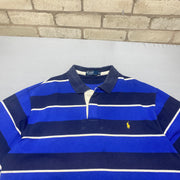 Vintage Navy and Blue Polo Ralph Lauren Polo Shirt Men's XXL