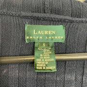 Navy Lauren Ralph Lauren Knit Jumper Sweater Shawl Womens Small