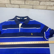 Vintage Navy and Blue Polo Ralph Lauren Polo Shirt Men's XXL