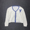 White and Blue Yale Knitwear Cardigan Sweater Women's Large