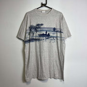 Vintage Grey Fishing Graphic T-Shirt XL
