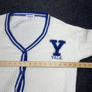 White and Blue Yale Knitwear Cardigan Sweater Women's Large