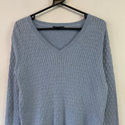 Light Blue Tommy Hilfiger Jumper Cable Knit Jumper Women's Large