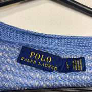 Blue White Striped Polo Ralph Lauren Knit Jumper Large