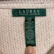 Pink Lauren Ralph Lauren Shawl Jumper Sweater Large Womens
