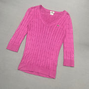 Pink Lacoste Cable Knit Sweater Women's Small