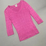 Pink Lacoste Cable Knit Sweater Women's Small