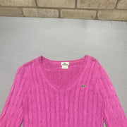 Pink Lacoste Cable Knit Sweater Women's Small