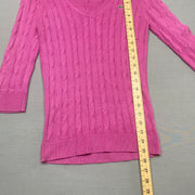 Pink Lacoste Cable Knit Sweater Women's Small