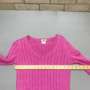 Pink Lacoste Cable Knit Sweater Women's Small