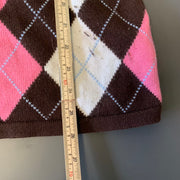 Brown White Pink Diamond Checked Tommy Hilfiger Jumper Women's XL