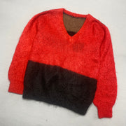 Black and Red Mohair Knitwear Sweater Women's Large