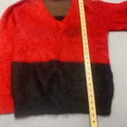 Black and Red Mohair Knitwear Sweater Women's Large