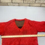 Black and Red Mohair Knitwear Sweater Women's Large