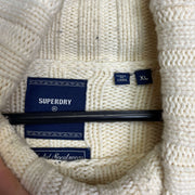 Beige Superdry Heavy Turtleneck Knit Jumper Sweater XL