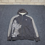 00s Black Adidas zip up Hoodie Men's Medium