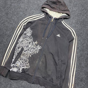 00s Black Adidas zip up Hoodie Men's Medium