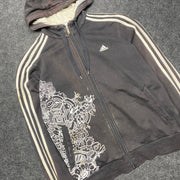 00s Black Adidas zip up Hoodie Men's Medium