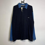 Navy Blue Ollygan Rugby Shirt Vintage Large