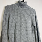 Grey Polo Jeans Ralph Lauren Turtle Neck Knit Jumper Sweater Womens Large