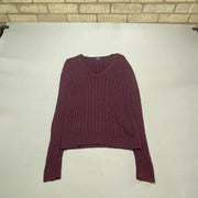 Maroon Chaps Cable Knit Sweater Women's Medium